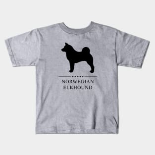 Norwegian Elkhound Black Silhouette Kids T-Shirt